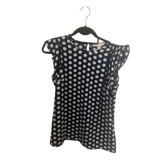 MICHAEL Michael Kors Black and White Ruffled Sleeveless Blouse - Picture 1 of 2